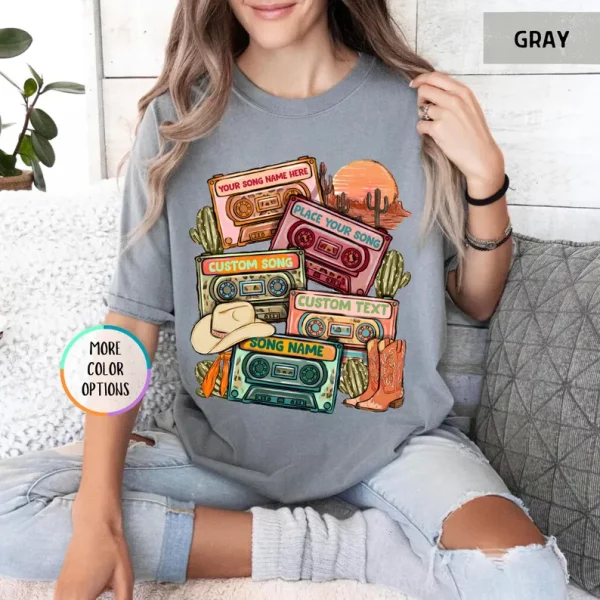 Vintage Cassette Tape Shirt – Custom Song Name, Country Music Fan Gift - Image 7