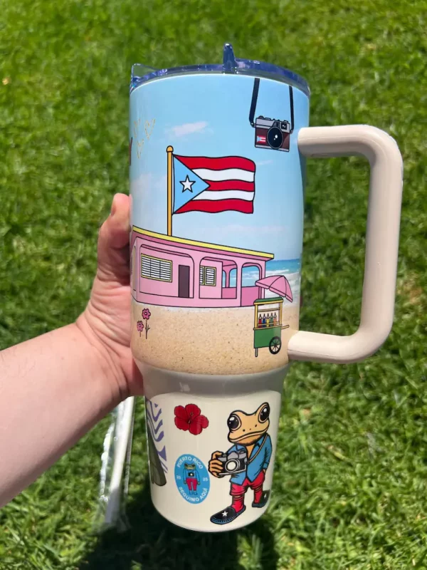 Bad Bunny Puerto Rico dtmf tumbler 40oz - Image 3