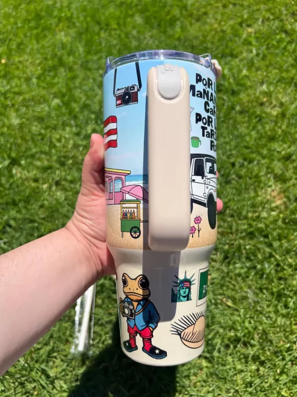 Bad Bunny Puerto Rico dtmf tumbler 40oz - Image 4