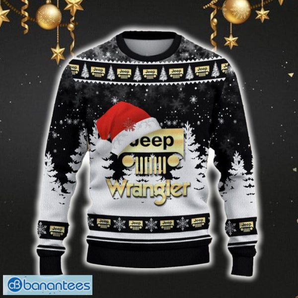 Limited 2025 Jeep Wrangler Ugly Christmas Sweater Car Lovers Santa Hat Tree - Image 2
