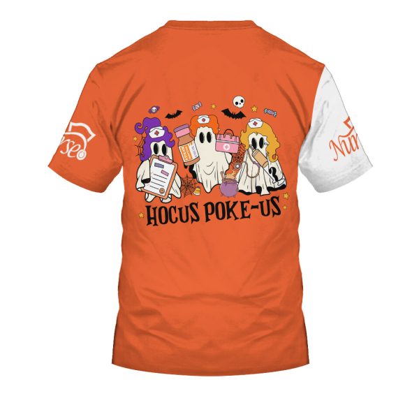 Personalized Nursing Halloween Scrub Tshirt Sweater Hocus Poke-Us - Image 3