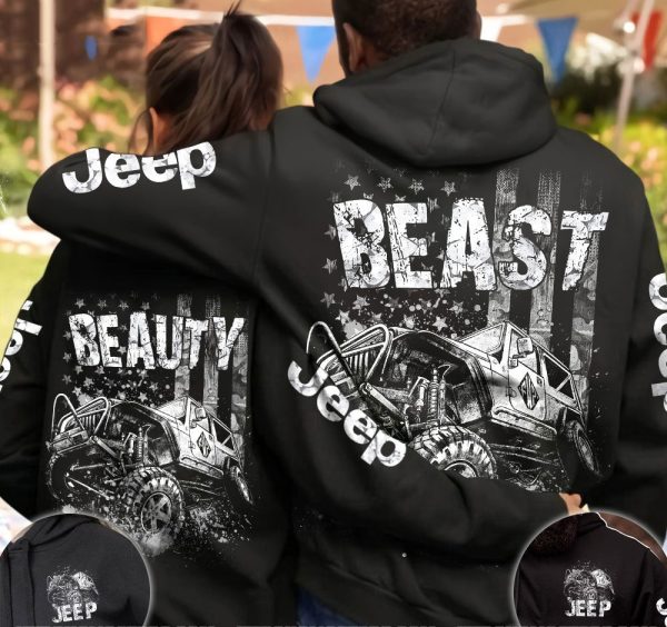 Beauty Beast Jeep Couple All Over Hoodie