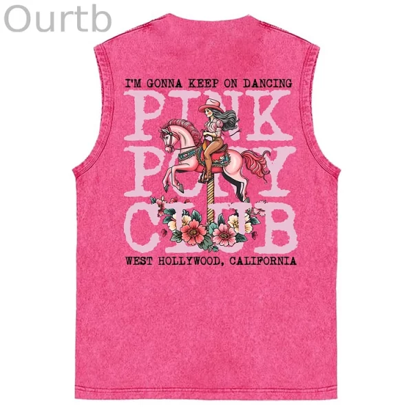 Sleeveless Cotton Tank Top with ‘I'm Gonna Keep On Dancing’ Print - Image 4