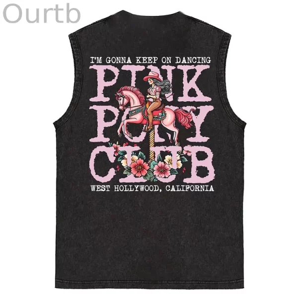 Sleeveless Cotton Tank Top with ‘I'm Gonna Keep On Dancing’ Print - Image 2