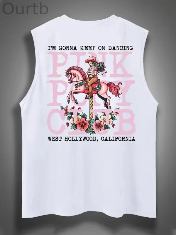 Sleeveless Cotton Tank Top with ‘I'm Gonna Keep On Dancing’ Print - Image 10