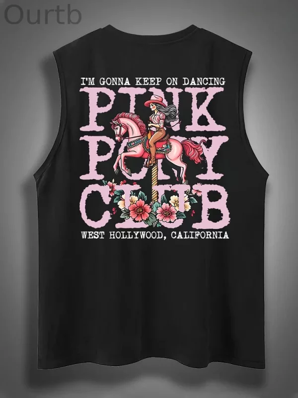 Sleeveless Cotton Tank Top with ‘I'm Gonna Keep On Dancing’ Print - Image 14