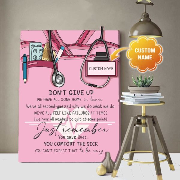 Personalized Nurse Canvas Dont Give Up Pink Canvas - Image 2