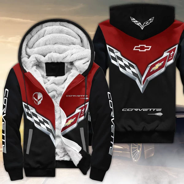 Chevrolet Corvette Racing Red Black Fleece Hoodie Gift For Fans