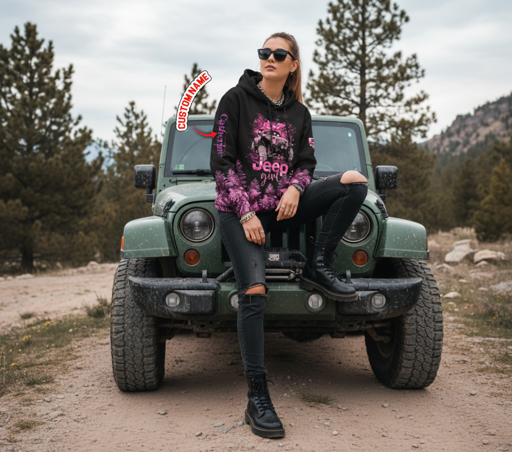 Custom Name Jeep Girl Hoodie Sweatshirt - Image 3