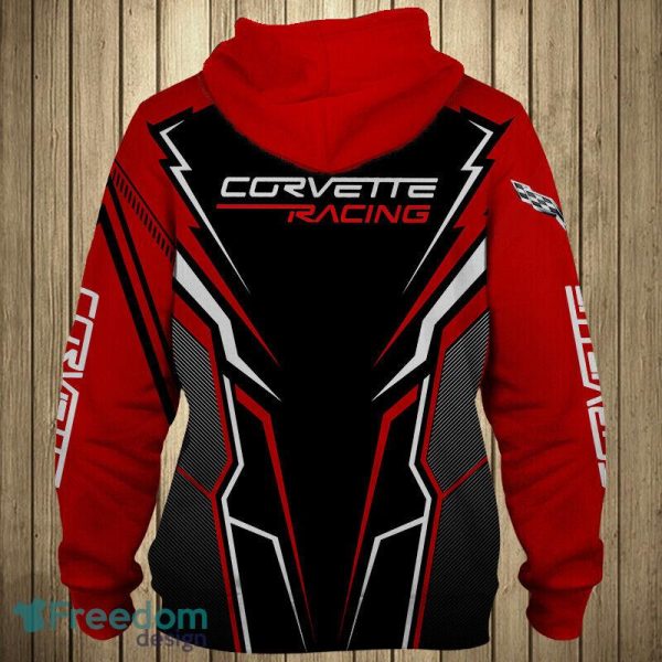 Chevrolet Corvette Racing Red Black Pullover 3D Hoodie Gift Mens For Fans - Image 2