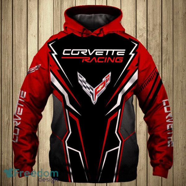 Chevrolet Corvette Racing Red Black Pullover 3D Hoodie Gift Mens For Fans