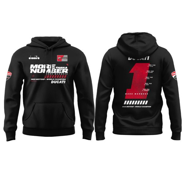 “MORE THAN A NUMBER” Marc Marquez World Champion 2025 Black Hoodie - Image 2