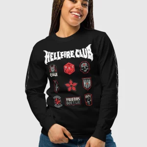 Stranger Things Long Sleeve T-Shirt Hellfire Club Badges