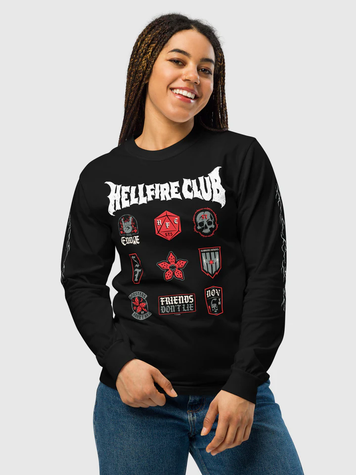 Stranger Things Long Sleeve T-Shirt Hellfire Club Badges