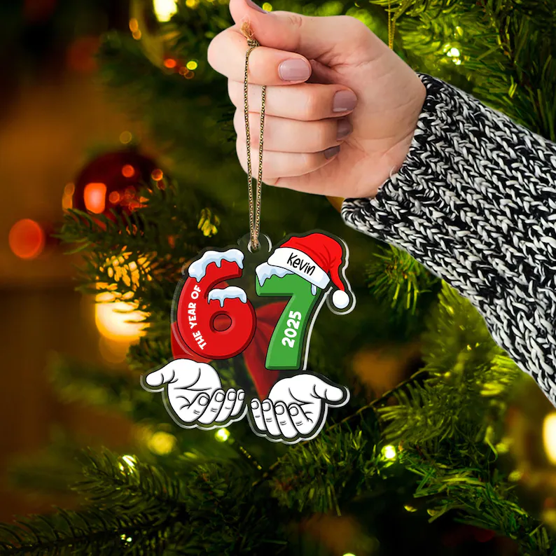 Custom Name 67 Six Seven Funny Teenager Slang Acrylic Ornament Acrylic Keychain - Image 2