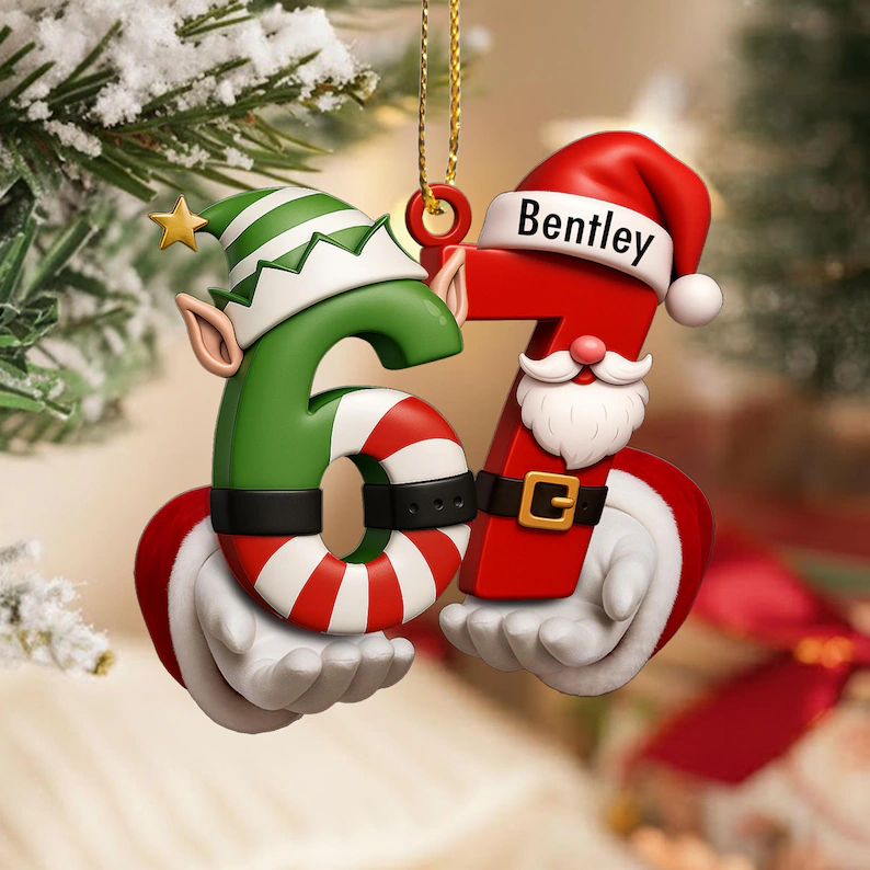 Custom Name 67 Six Seven Funny Teenager Slang Acrylic Ornament Acrylic Keychain - Image 3