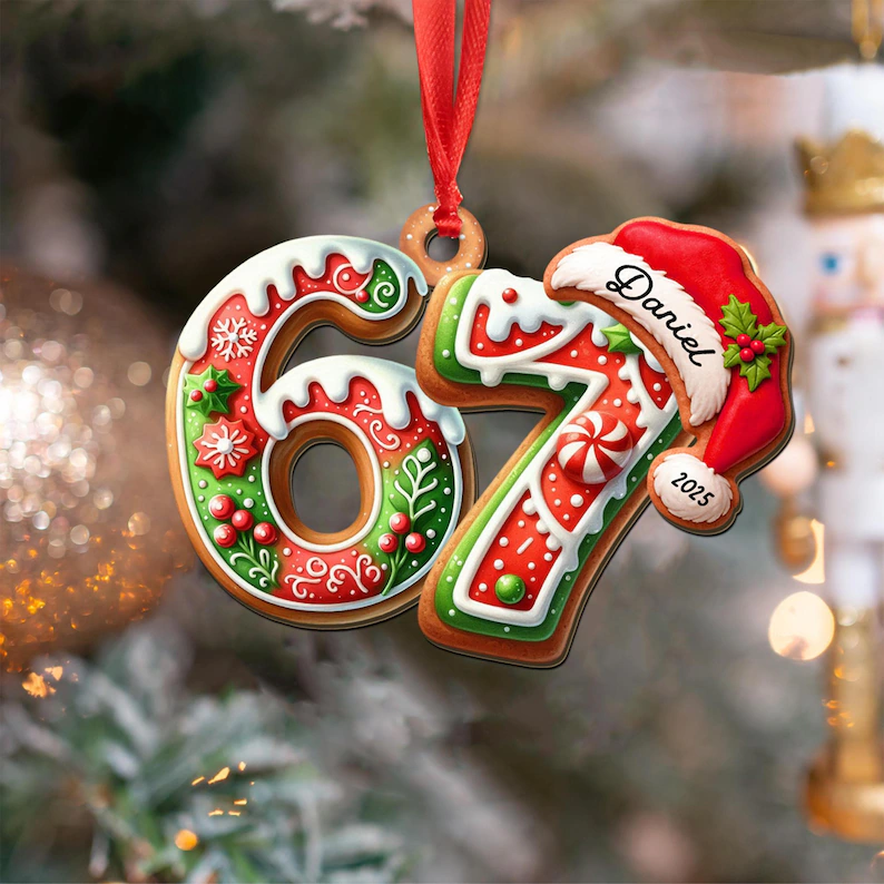 Custom Name 67 Six Seven Funny Teenager Slang Acrylic Ornament Acrylic Keychain - Image 2