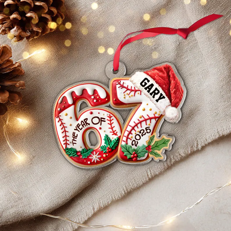 Custom Name 67 Six Seven Funny Teenager Slang Acrylic Ornament Acrylic Keychain Baseball - Image 4