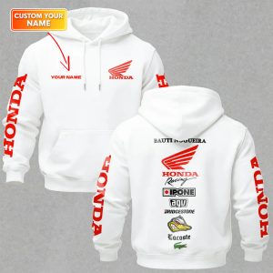 Honda Racing Printed Fleece-lined Custom Name Unisex Hoodie