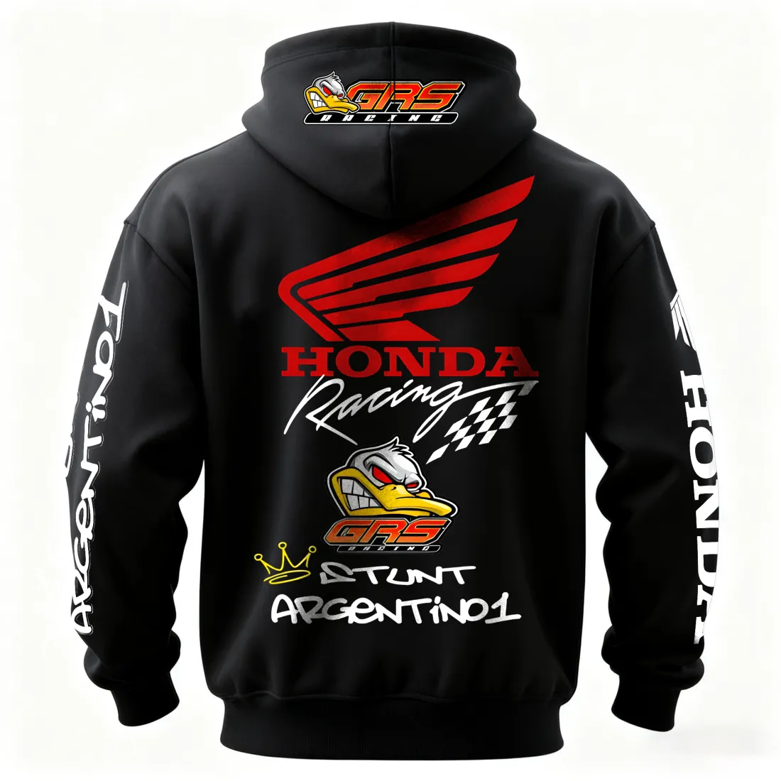 Honda Racing Stunt Argentino 1 Printed Fleece-lined Unisex Hoodie
