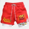 Lightning McQueen Summer Sports Print Men's Shorts Red v7
