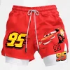 Lightning McQueen Summer Sports Print Men's Shorts Red v6