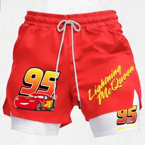 Lightning McQueen Summer Sports Print Men's Shorts Red v6