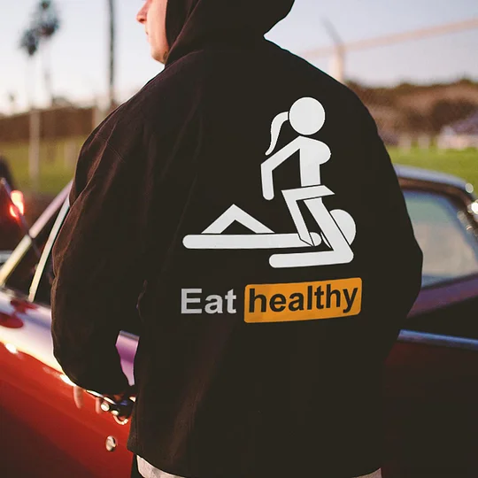 Eat Healthy Printed Men's T-shirt - Image 4