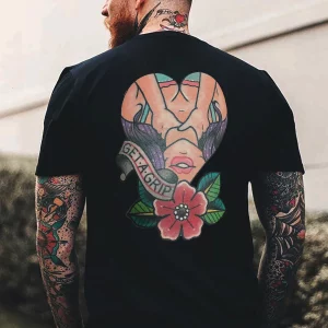 Get A Grip Floral Lady Print Men's T-shirt