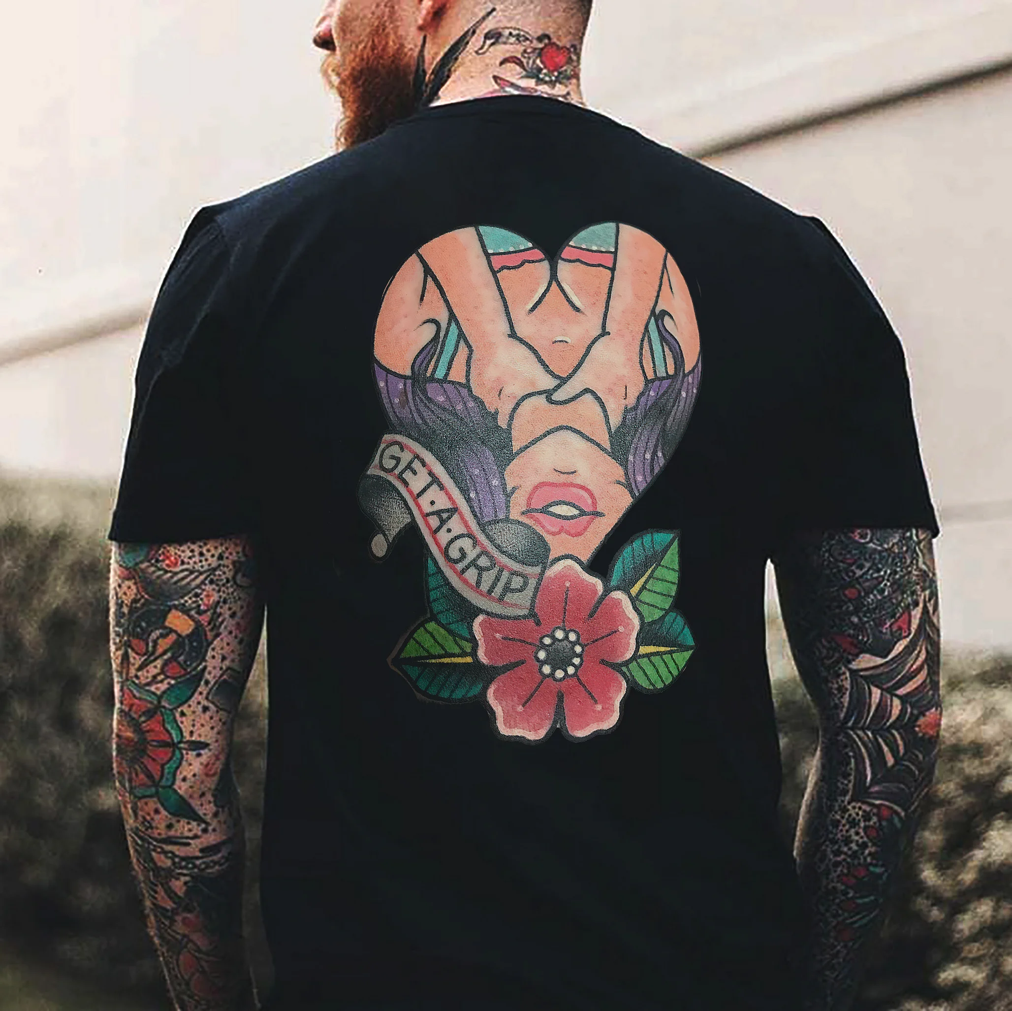 Get A Grip Floral Lady Print Men's T-shirt