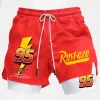 Lightning McQueen Summer Sports Print Men's Shorts Red v8
