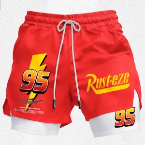 Lightning McQueen Summer Sports Print Men's Shorts Red v8