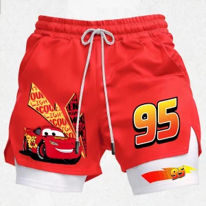 Lightning McQueen Summer Sports Print Men's Shorts Red v9