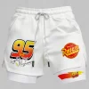 Lightning McQueen Summer Sports Print Men's Shorts White v2