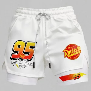 Lightning McQueen Summer Sports Print Men's Shorts White v2