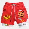 Lightning McQueen Summer Sports Print Men's Shorts Red v1