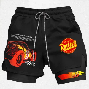 Lightning McQueen Summer Sports Print Men's Shorts Black v3