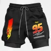 Lightning McQueen Summer Sports Print Men's Shorts Black v4