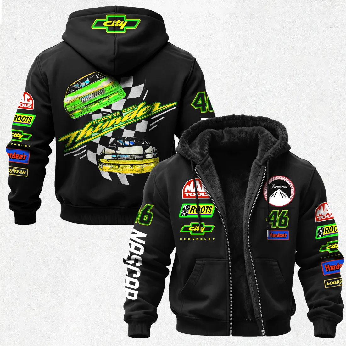 City Chevrolet Days of Thunder Printed Zippered Hooded Fleece Cardigan
