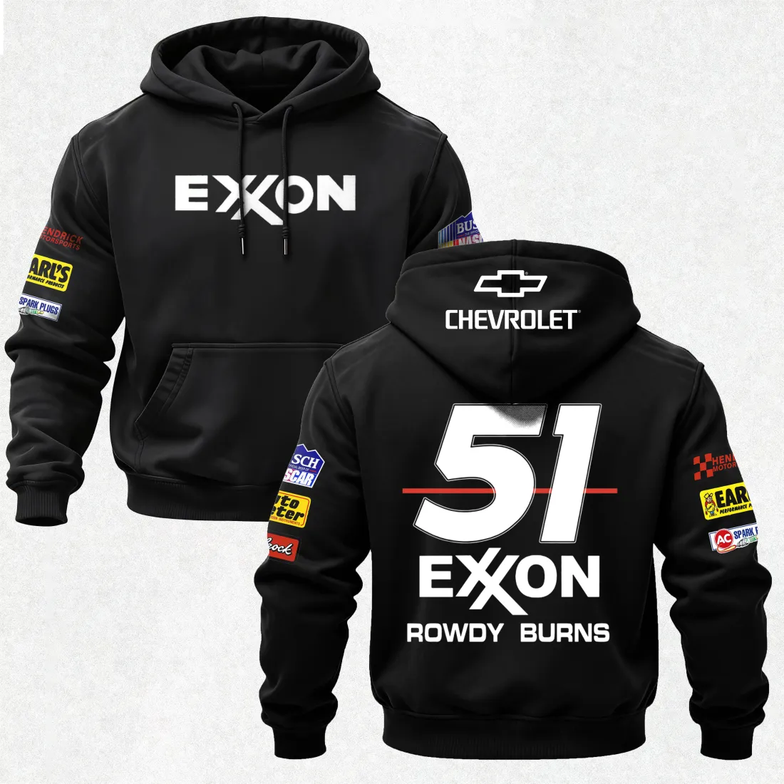 Days of Thunder Rowdy Burns 51 Exxon Printed Fleece-lined Unisex Hoodie