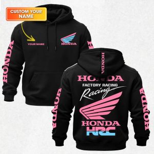 Honda Racing Printed Fleece-lined Custom Name Unisex Hoodie