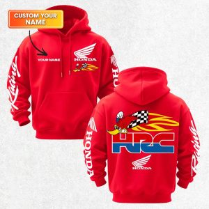 Honda Racing Printed Fleece-lined Custom Name Unisex Hoodie