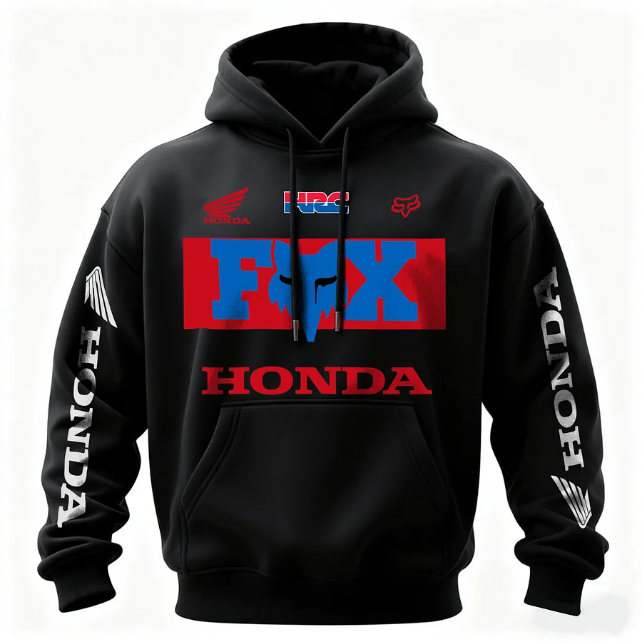 Racing Fashion Honda x Fox Printed Fleece-lined Unisex Hoodie