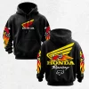 Racing Fashion Honda RC Yellow Printed Fleece-lined Unisex Hoodie