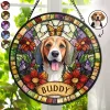 Personalized Pet Memorial Stained Glass Suncatcher from Photo – Custom Dog Cat Stained Glass Window Hanging Gift