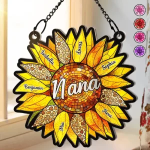 Nana Auntie Mom Family Sunflower - Personalized Car Hanging Ornament